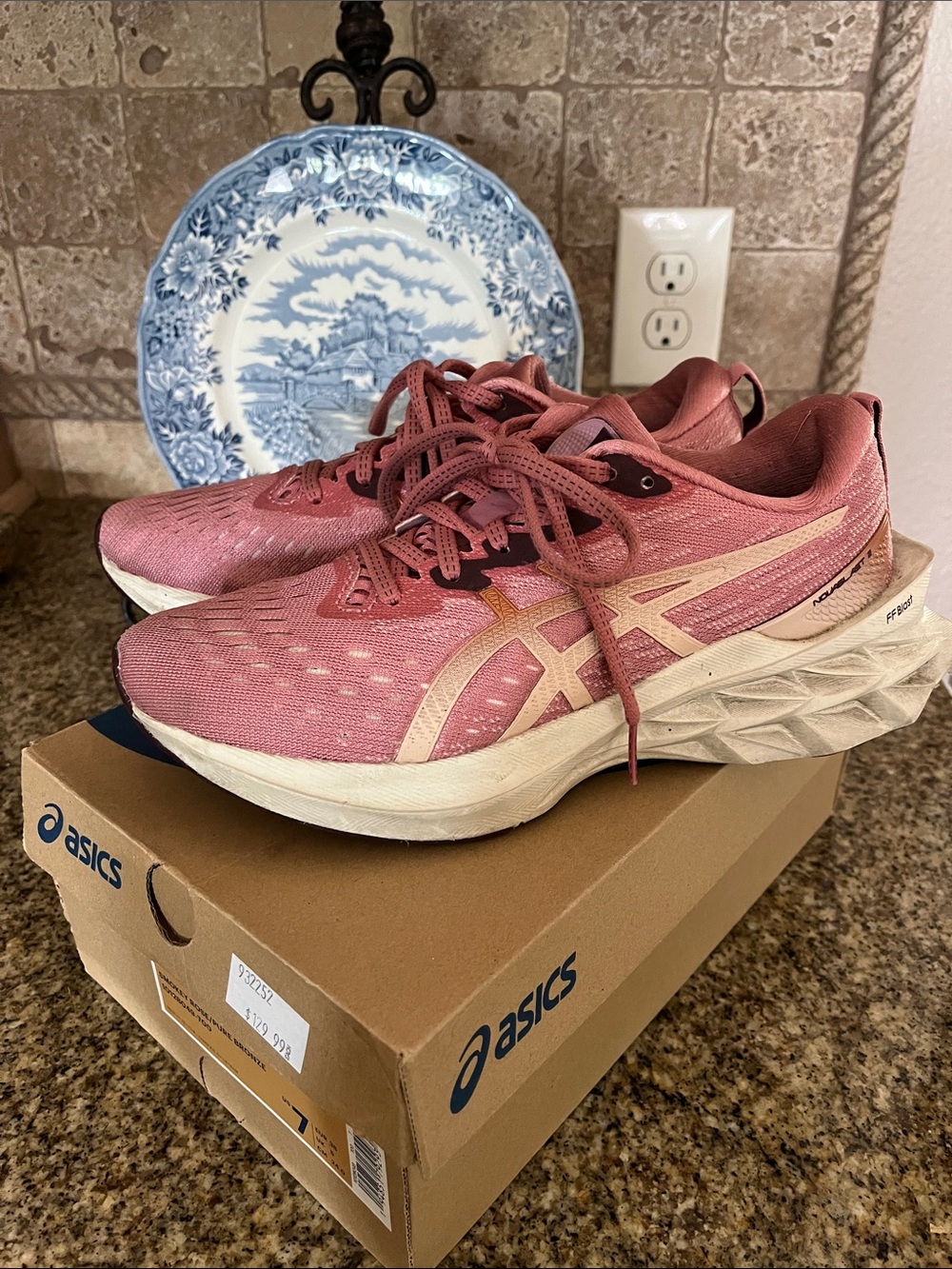 ASICS Women's Rose Pink Athletic Running Shoes with Cream Accents